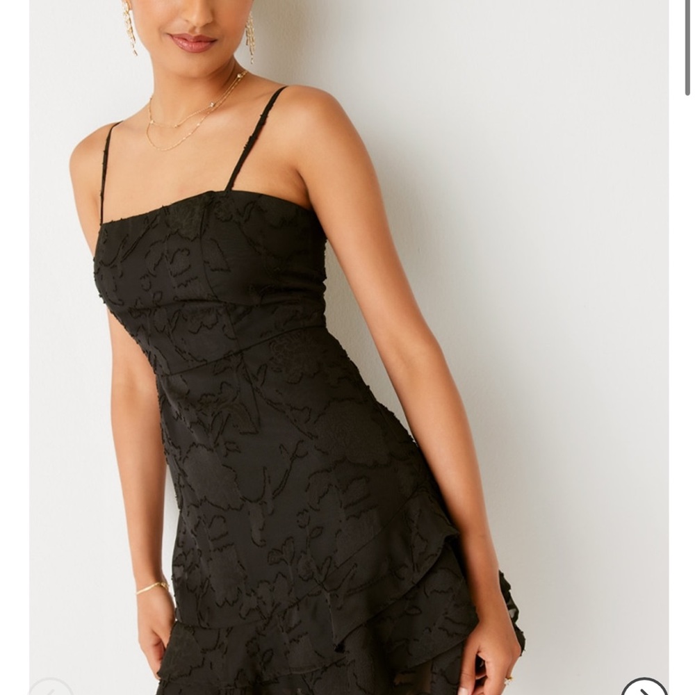 Black Jacquard Mini Dress NWT